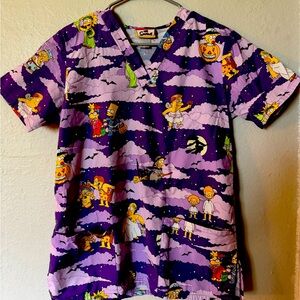 The Simpsons Halloween vintage unisex scrub top.